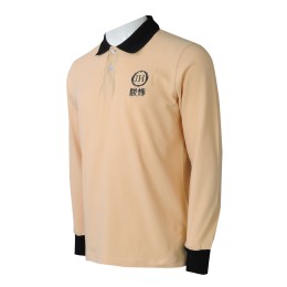 P1332  Tailored Long Sleeve Polo shirt with matching collar, matching chest patch, embroidered logo on the front, printed logo on the back, Khaki Polo Shirt factory, Polo shirt shop P1332  Tailored Long Sleeve Polo shirt with matching collar, matching chest patch, embroidered logo on the front, printed logo on the back, Khaki Polo Shirt factory, Polo shirt shop